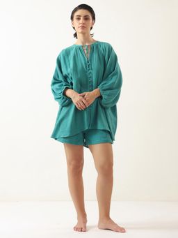 SAY - Green Solid Top and Shorts