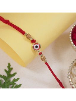 I Jewels - Red Enamel Evil Eye Rakhi with Roli Chawal For Bro/Brother/Bhai