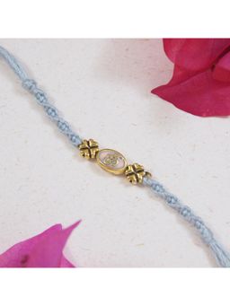 I Jewels - Grey Om Rakhi with Roli Chawal For Bhai/Bro/Brother