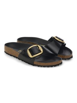 Birkenstock - Madrid Big Buckle High Shine Black Narrow Width Women One-Strap Flats
