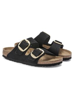 Birkenstock - Arizona Big Buckle Black Narrow Width Women Two-Strap Flats