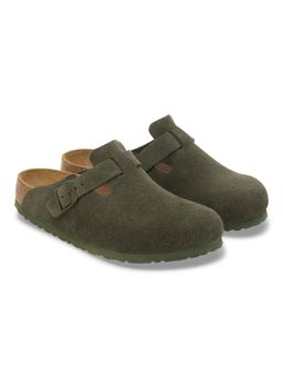 Birkenstock - Boston Green Suede Leather Narrow Width Unisex Clogs
