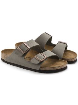 Birkenstock - Arizona Birko-Flor Nubuck Grey Regular Width Unisex Sandals