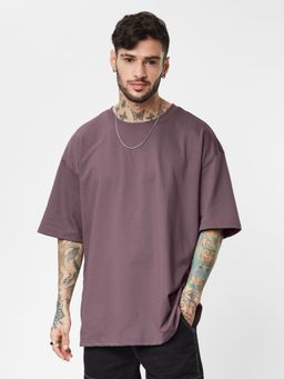 The Souled Store - Original Solids Oversized: Mauve Men Oversized T-Shirts