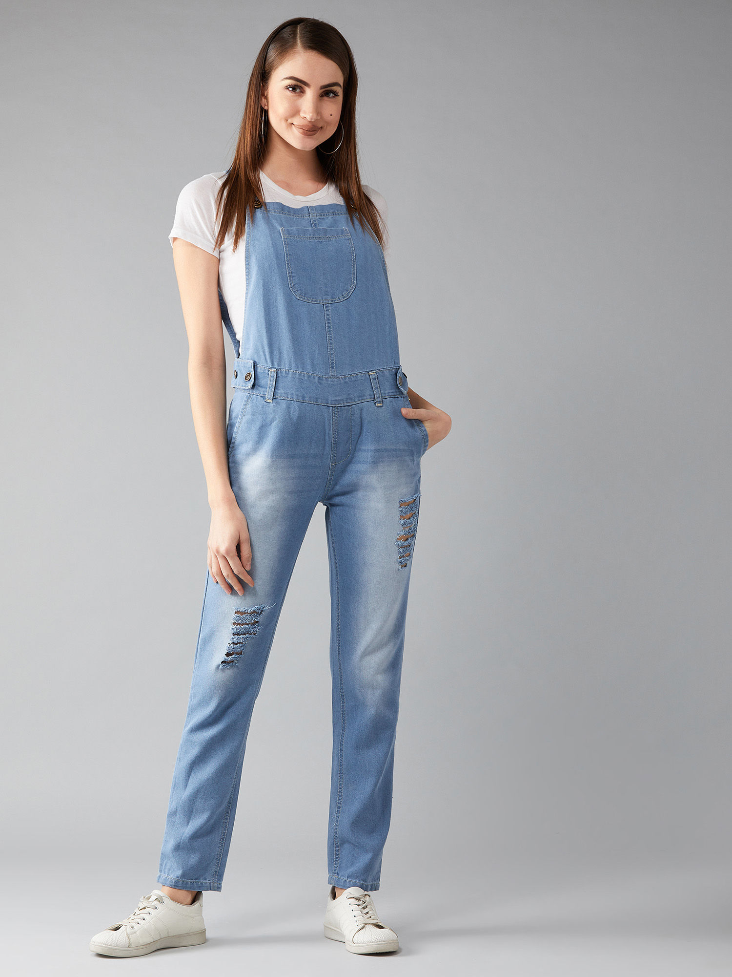 DOLCE CRUDO Light Blue Denim Dungaree 