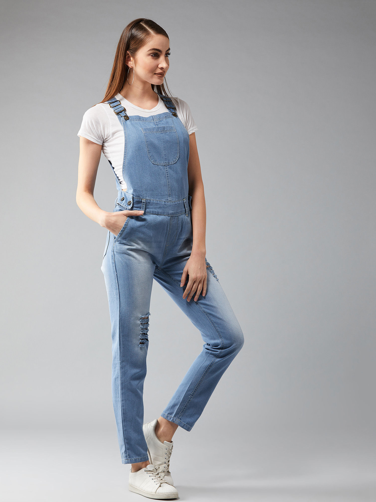 DOLCE CRUDO Light Blue Denim Dungaree 