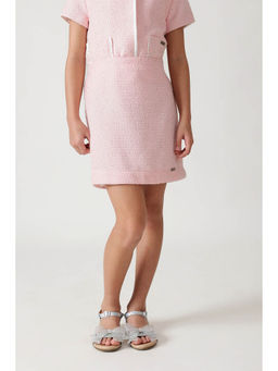 One Friday - Girls Pink Regular Fit Textured Skirt