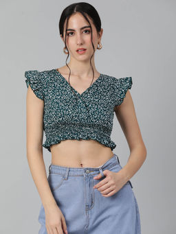 KOTTY - Womens Casual Sleeveless Printed Crop Top