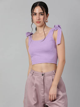 KOTTY - Womens Solid Scoop Neck Sleeveless Crop Top