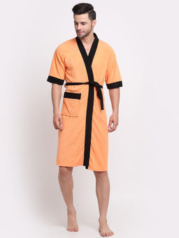 Creeva - Unisex Micro Terry Peach Soft and Lightweight Kimono Style Bath Robe