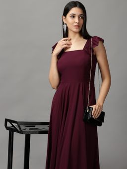 SHOWOFF - Womens Gown Wine Solid Dress