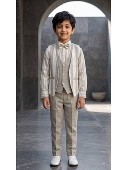 Ahhaaaa - Green Stripes Linen Formal Set