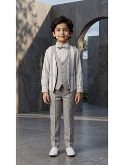 Ahhaaaa - Grey Stripes Linen Formal Set