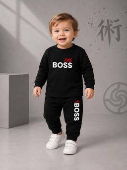 Nusyl - Black Typography Cotton T-Shirt and Joggers
