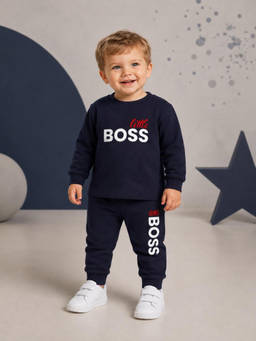 Nusyl - Navy Blue Typography Cotton T-Shirt and Joggers