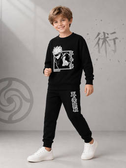 Nusyl - Black Graphic Cotton T-Shirt and Joggers