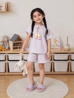 Slumber Jill - Brown Stripes Cotton Top and Shorts