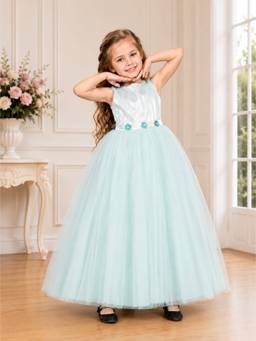 Toy Balloon Kids - Blue Self Design Net Dress