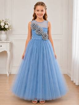Toy Balloon Kids - Blue Self Design Net Dress