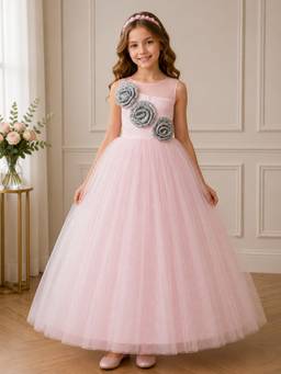 Toy Balloon Kids - Pink Self Design Net Dress
