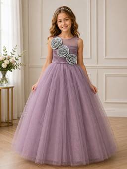 Toy Balloon Kids - Mauve Self Design Net Dress