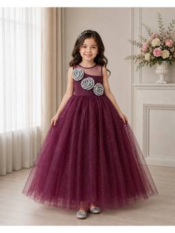 Toy Balloon Kids - Purple Self Design Net Dress