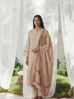 MAAND - Womens Pure Cotton Brown Kurta and Pant with Dupatta