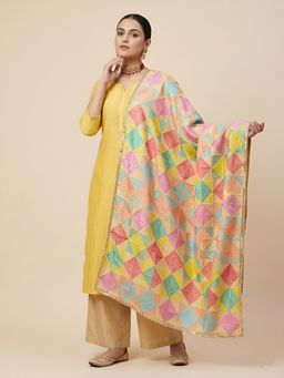MUFFLY - Multi-Color Premium Chinon Phulkari Embroidered Dupatta
