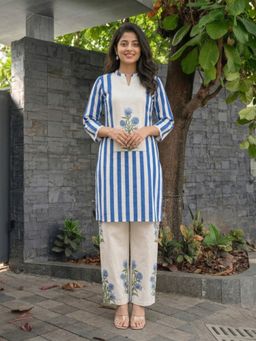 KAFTANIZE - Blue Floral Printed Co-ord Set