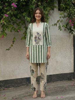 KAFTANIZE - Green Floral Printed Co-ord Set