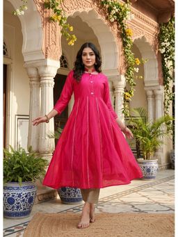 DECKEDUP - Women Magenta Ethnic Wear Chanderi Alpha Kurta