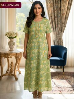 ARAMYA - Women Yellow Soft Cotton Straight Floral Print Kurta