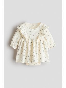 H&M - Girls White Crinkled Bodysuit Dress