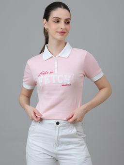 Free Authority - Official Mean Girls: That's So Fetch Graphic Printed Cotton Pink Polo T-Shirt