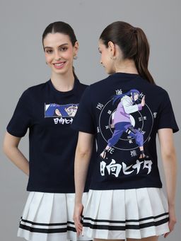 Free Authority - Official Naruto: Hinata Hyuga Half Sleeve Graphic Printed Cotton Blue T-Shirt