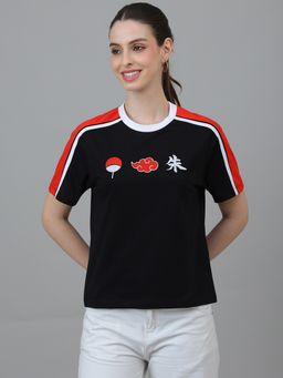 Free Authority - Official Naruto Akatsuki Half Sleeve Graphic Printed Cotton Black T-Shirt