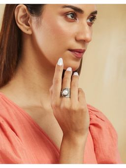 Fabindia - White Silver Adjustable Ring