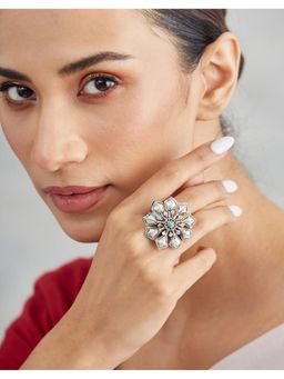 Fabindia - Multi-Color Silver Adjustable Ring