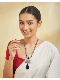 Fabindia - Metal Long NAvy Blue Necklace