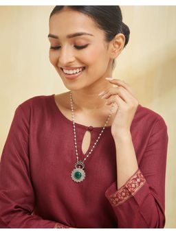 Fabindia - Metal Green Long Necklace