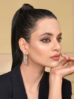 Voylla - Mosaic Graceful Geometric Multicolor Hoops Earrings