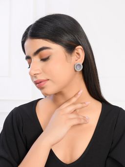 Voylla - Sparkling Elegance Purple and White Round Cut Cz Earrings