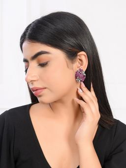 Voylla - Sparkling Elegance Floral Teardrop Cut Cz Earrings