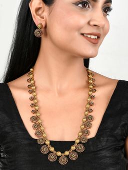 Voylla - Floral Temple Inspired CZ Jewellery Set