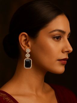 Abdesigns - Gold Plated Black Diamond Earrings For Women