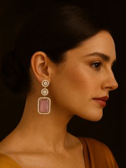 Abdesigns - Gold Plated Pink Diamond Earrings For Women