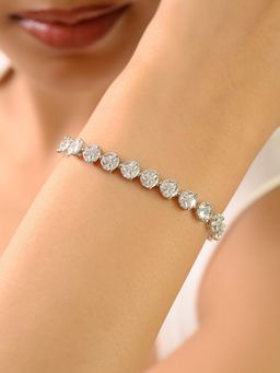 METALM - White Gold Tennis Bracelet With Solitaire Cz Diamonds