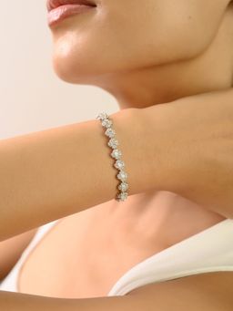 METALM - 925 Silver Tennis Bracelet - White Gold Finish Statement Jewellery Gift