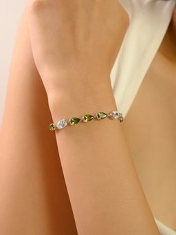 METALM - Gemstone Tennis Bracelet In 925 Silver Stylish Rain Drop Cz Diamonds