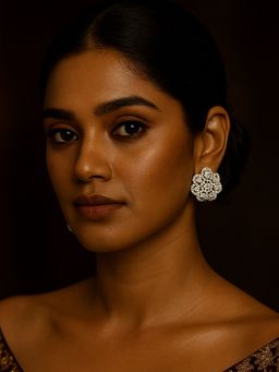 Abdesigns - Silver Plated Cz American Diamond Earrings